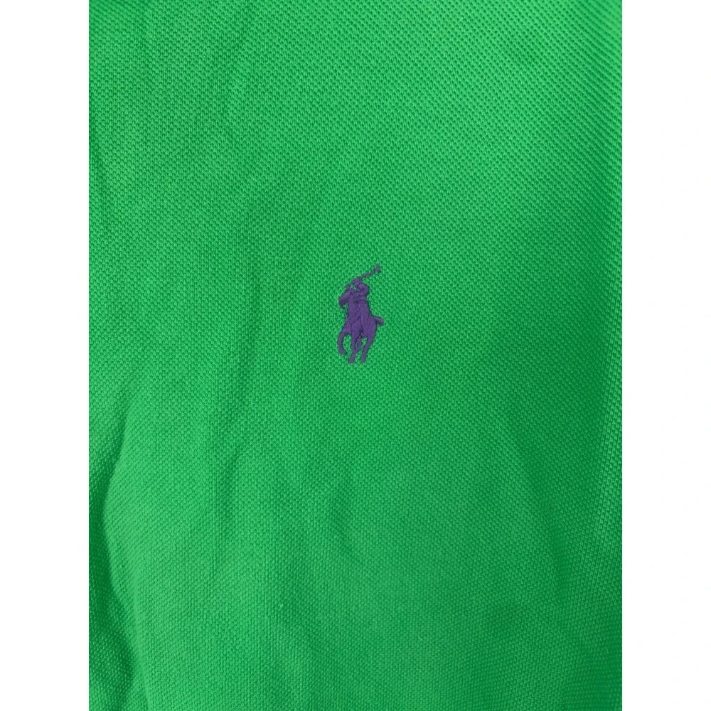 Polo Ralph Lauren Mens Green Custom Fit Short Sleeve Polo Shirt Purple Pony M